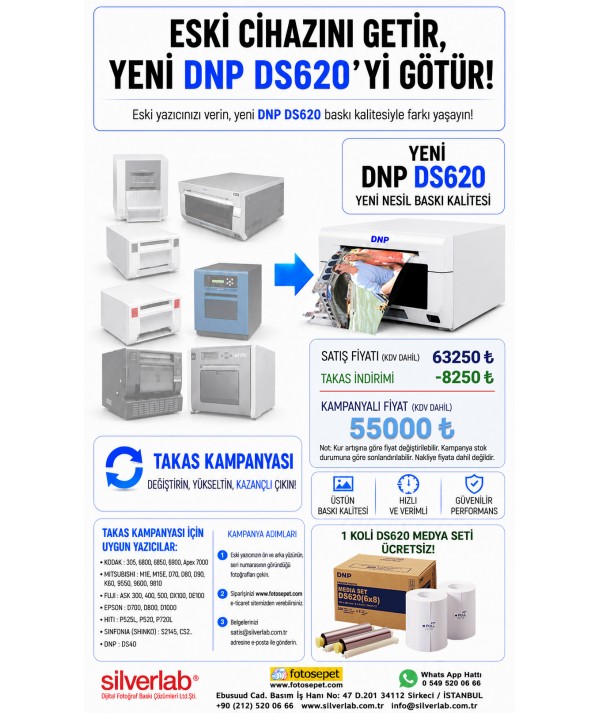 DNP DS620 Termal Fotoğraf Baskı Cihazı Takas Kampanyası+2 Rulo Kağıt DNP DS620 Termal Fotoğraf Baskı Cihazı Takas Kampanyası+2 Rulo Kağıt